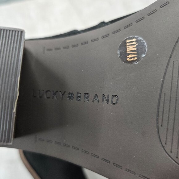 Lucky Brand Western Ankle Boot Sz 11 Black Suede Block Heel Slip On Shoe Booties - Picture 10 of 11